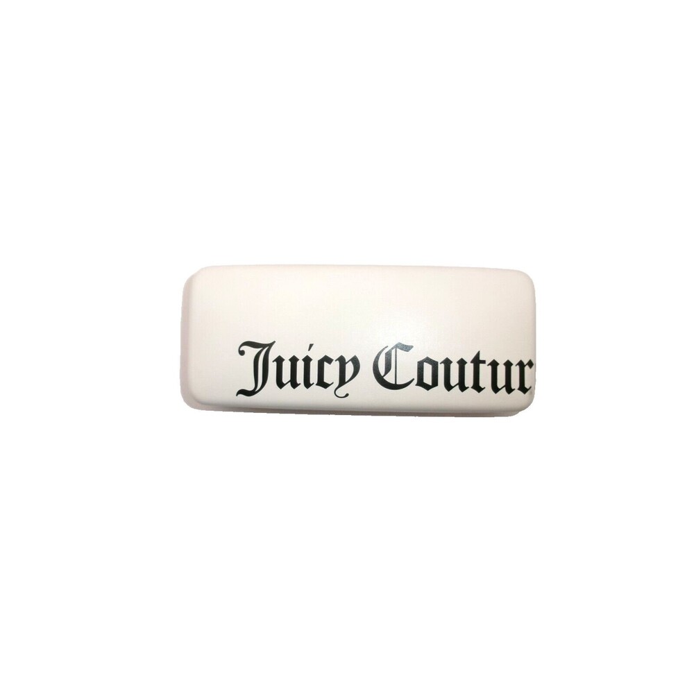 Juicy Couture White Eyeglass Glasses Case Black Lettering Pink Lining Hard Shell